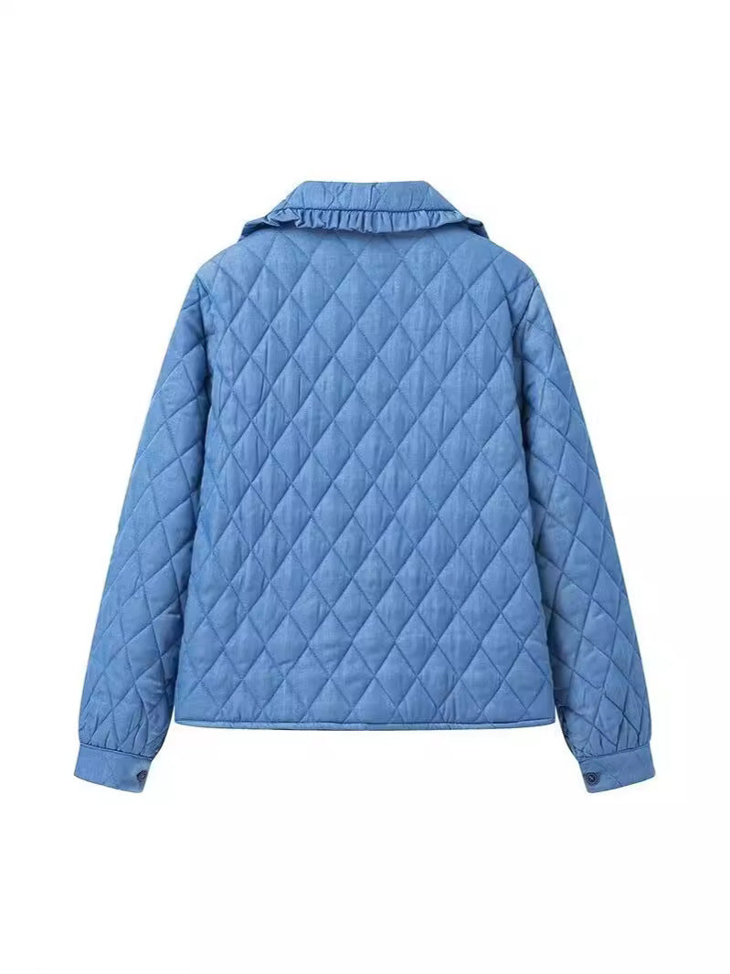 Damen Steppjacke mit großem Kragen und praktischen Taschen EB