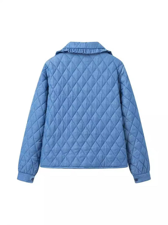 Damen Steppjacke mit großem Kragen und praktischen Taschen EB