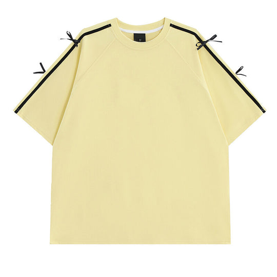 Damen Oversized T-Shirt mit dekorativen Bindebändern EB