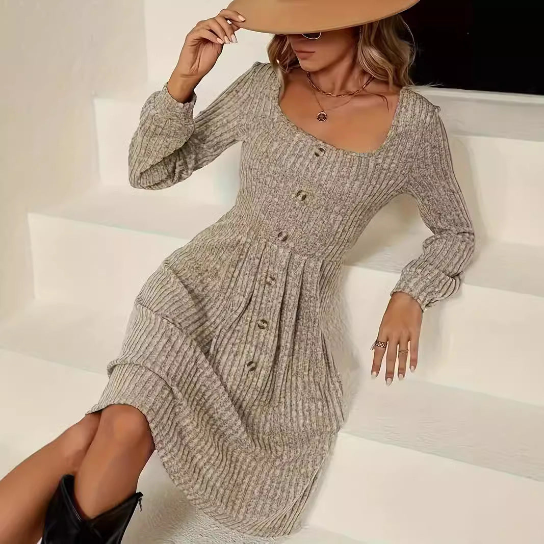 Damen Strickkleid mit Knopfleiste EB