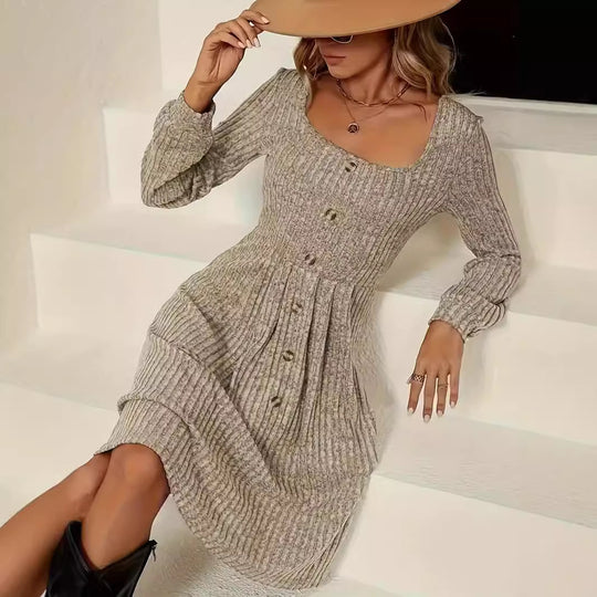 Damen Strickkleid mit Knopfleiste EB
