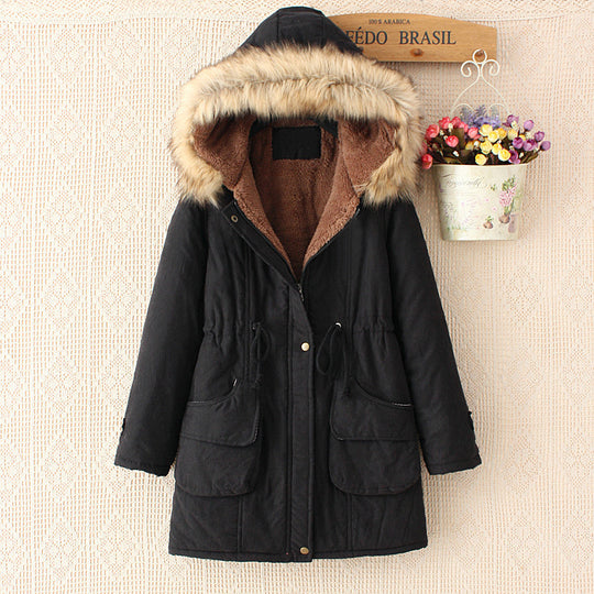 Damen gesteppte Übergangsjacke mit faux Pelzkragen und praktischen Taschen EB