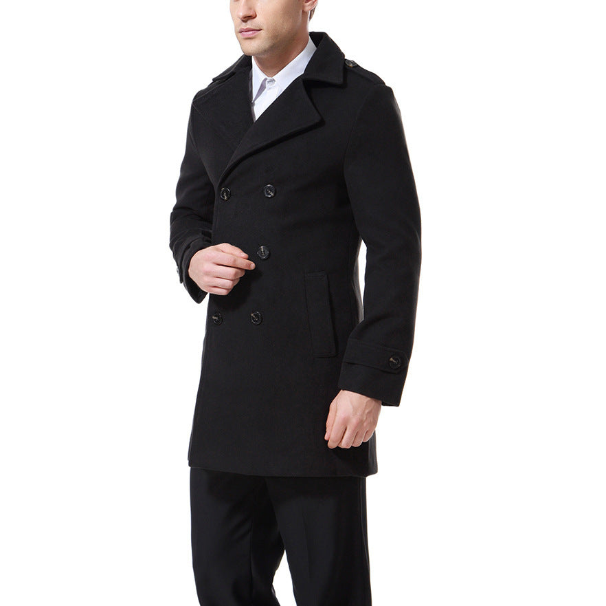 Herren modischer Trenchcoat mit doppelter Knopfleiste und praktischen Taschen EB