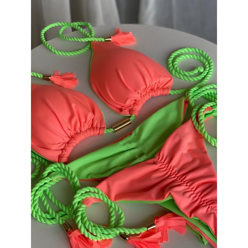 Damen Triangel-Bikini mit verspieltem Trockenband und eleganten Details EB