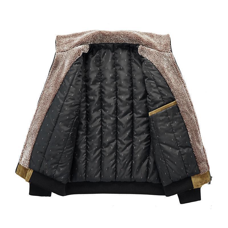 Herren Cord-Blouson im Pilotenstil mit durchgehendem Sherpa-Innenfutter und Pattentaschen EB