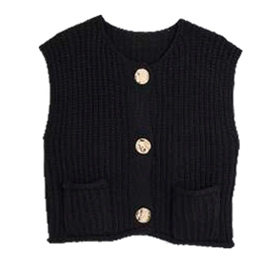 Damen Strickweste mit Knopfdetails und praktischen Taschen EB