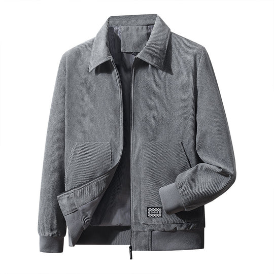Herren strukturierter Freizeitblouson mit feinem Cordgewebe, gestreiftem Innenfutter und elastischem Saum EB