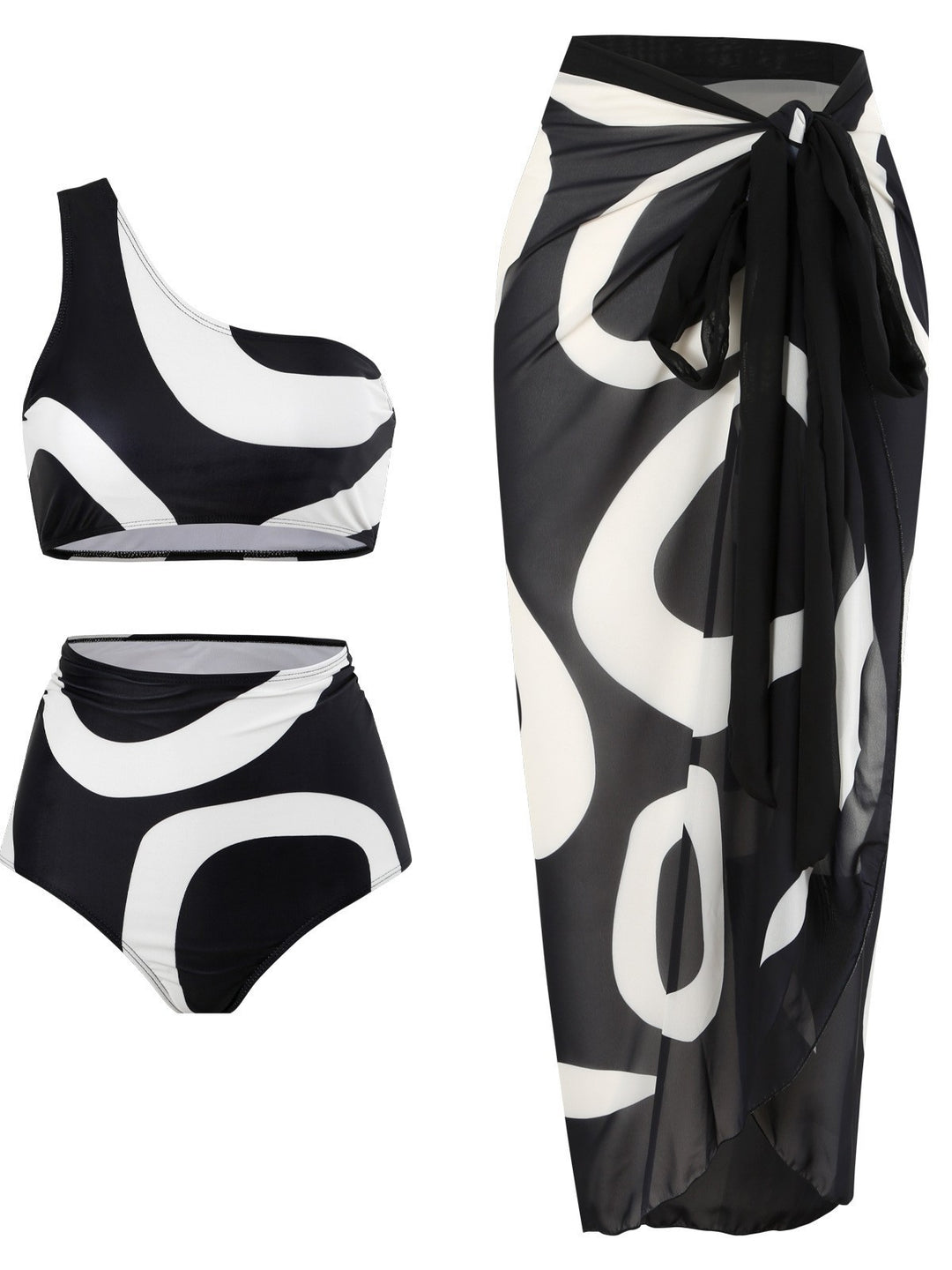 Damen Bikini-Set mit asymmetrischem Oberteil und elegantem Wickelrock EB