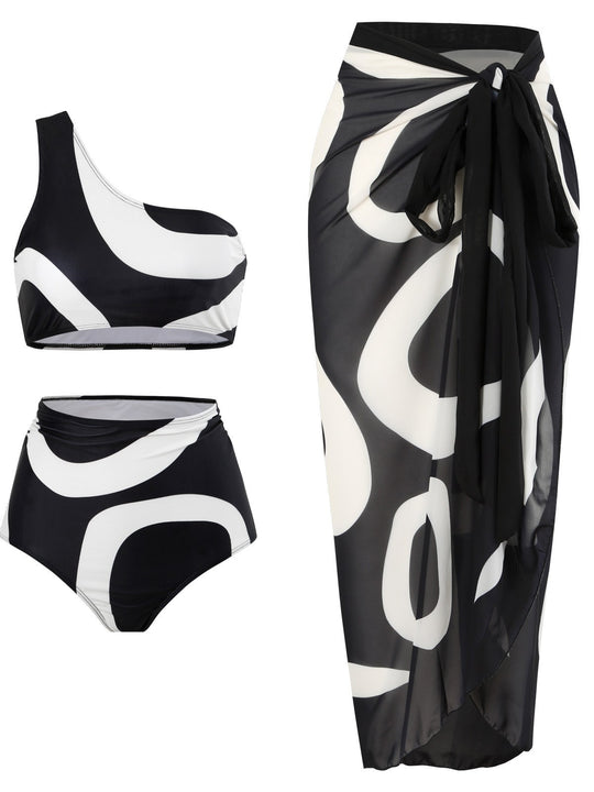 Damen Bikini-Set mit asymmetrischem Oberteil und elegantem Wickelrock EB