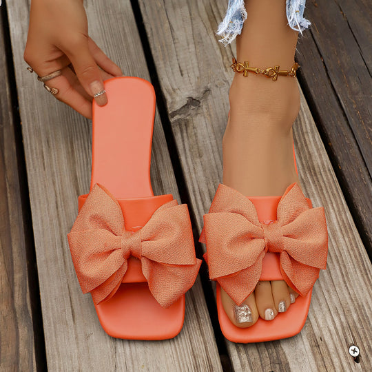 Damen Slide-Sandalen mit dekorativen Schleifen-Applikationen EB