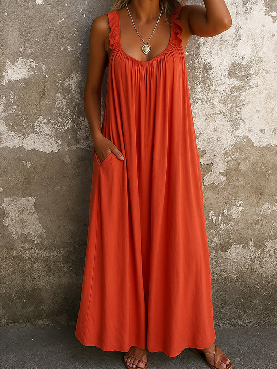 Damen Maxi-Kleid mit trägerloser Passform und luftiger Silhouette EB
