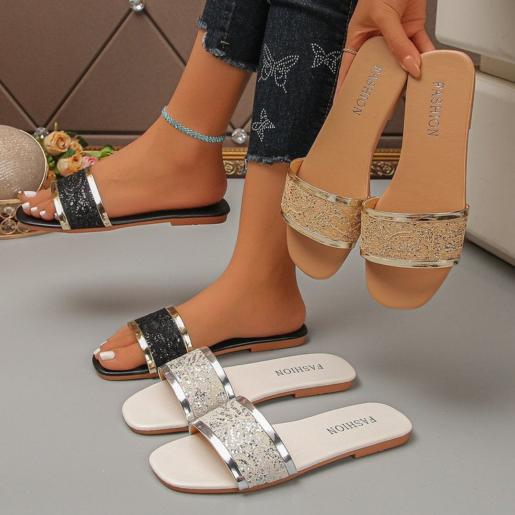 Damen Glamouröse und elegante Riemensandalen mit floralem Design EB