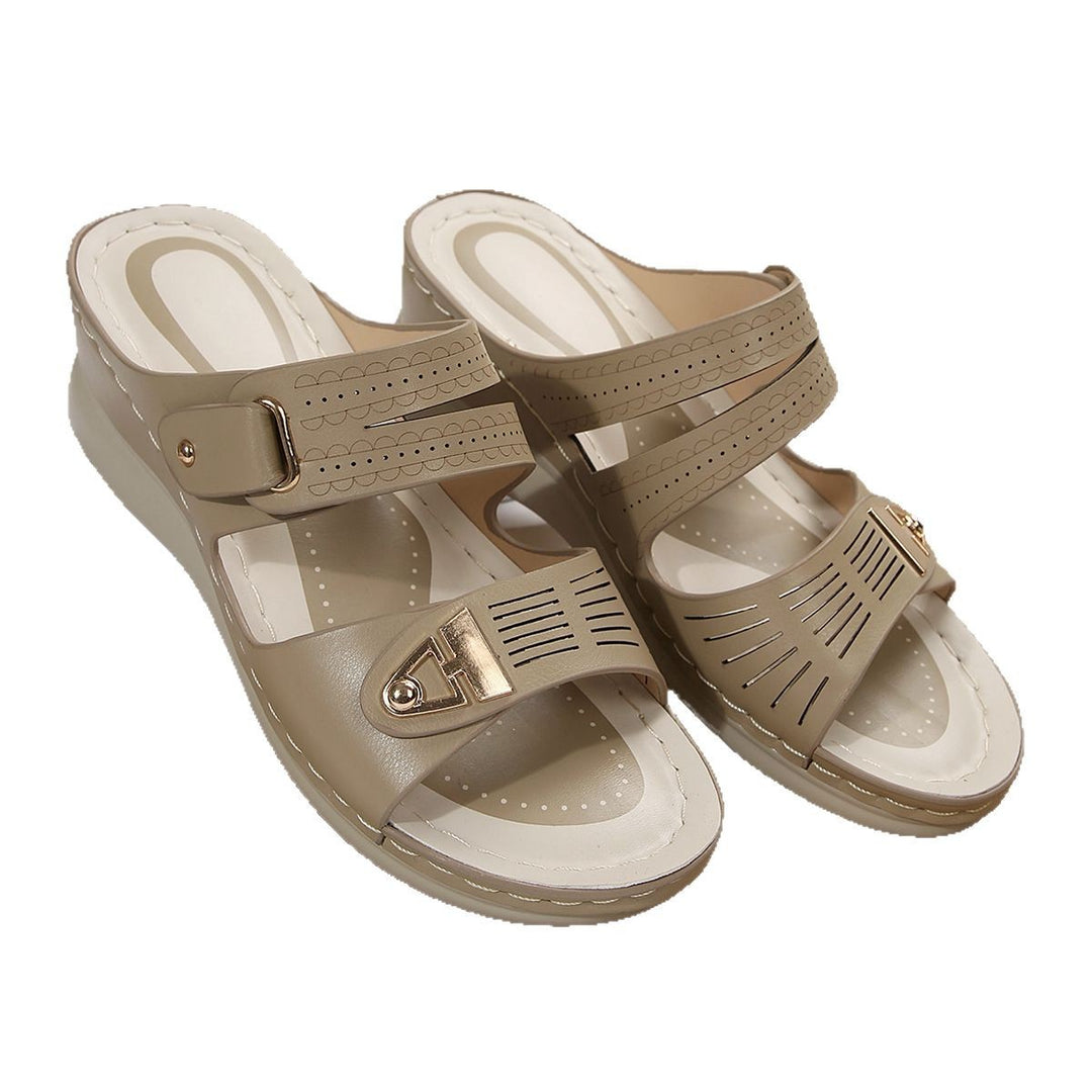 Damen Wedge-Pantoletten mit raffiniertem Riemchendesign und ergonomischem Fußbett EB
