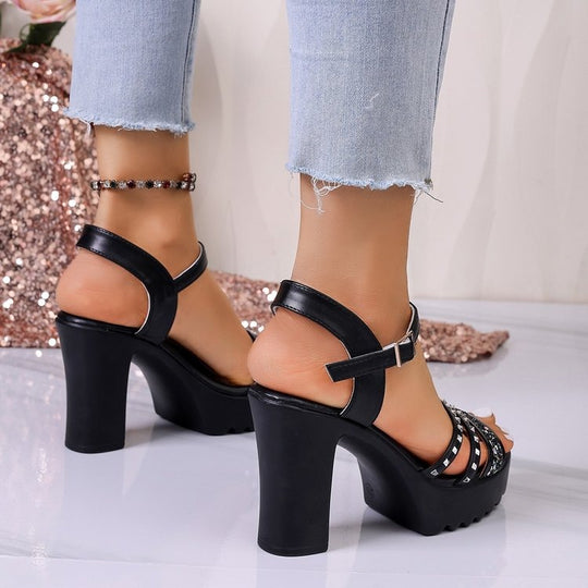 Damen Elegante High-Heels mit funkelndem Riemendesign EB