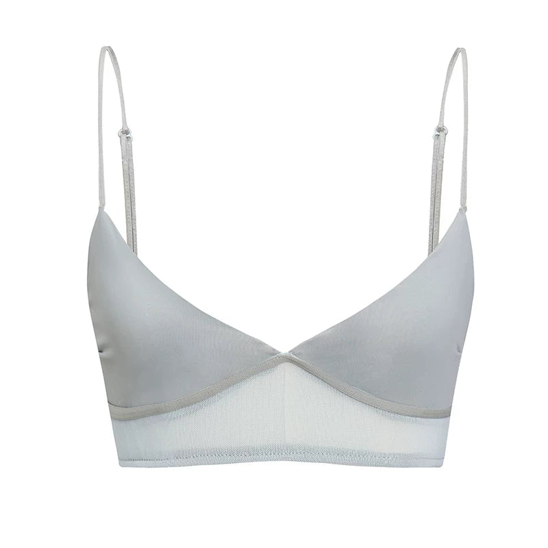 Damen nan bügelloser Soft-BH mit Mesh-Unterbrustband und verstellbaren Spaghettiträgern EB
