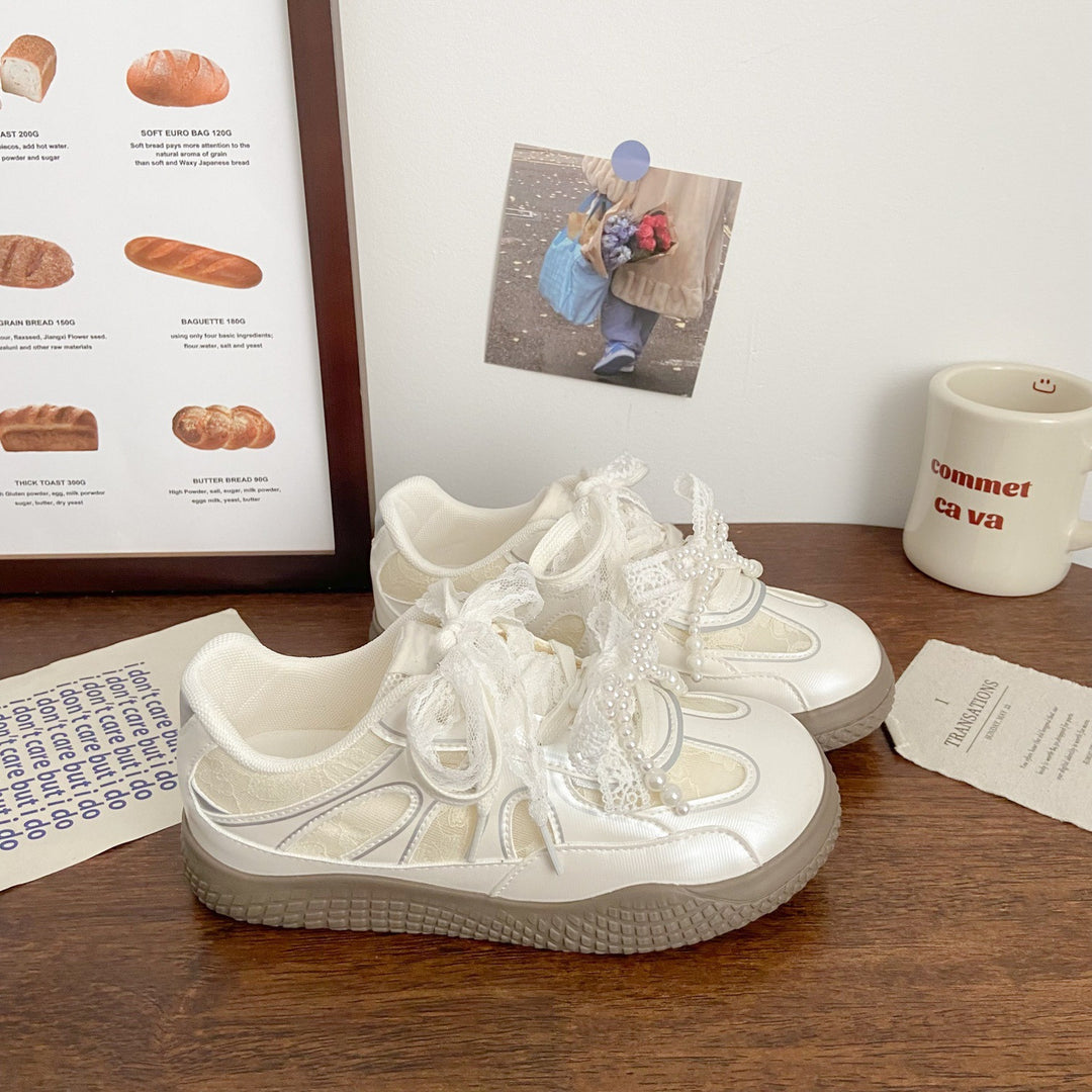 Damen Sportliche Sneakers mit einzigartigen Spitzen- und Perlenakzenten EB