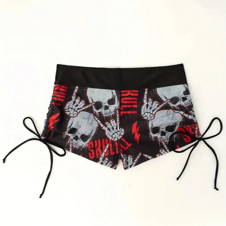 Damen Bikini-Set mit tiefem V-Ausschnitt und kontrastierenden Shorts EB