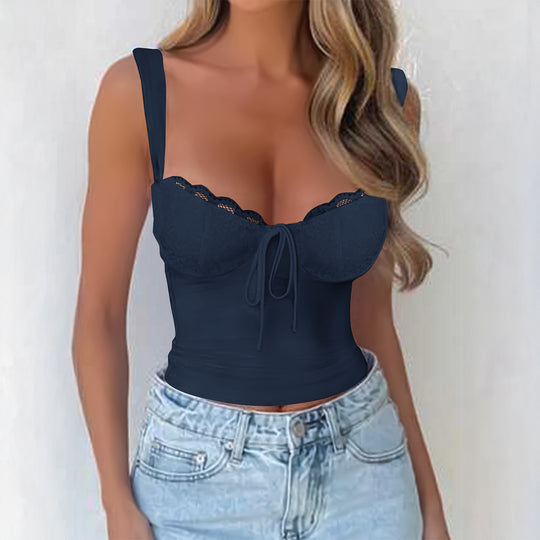 Damen Spitzen Trägertop mit raffiniertem Knoten-Design EB