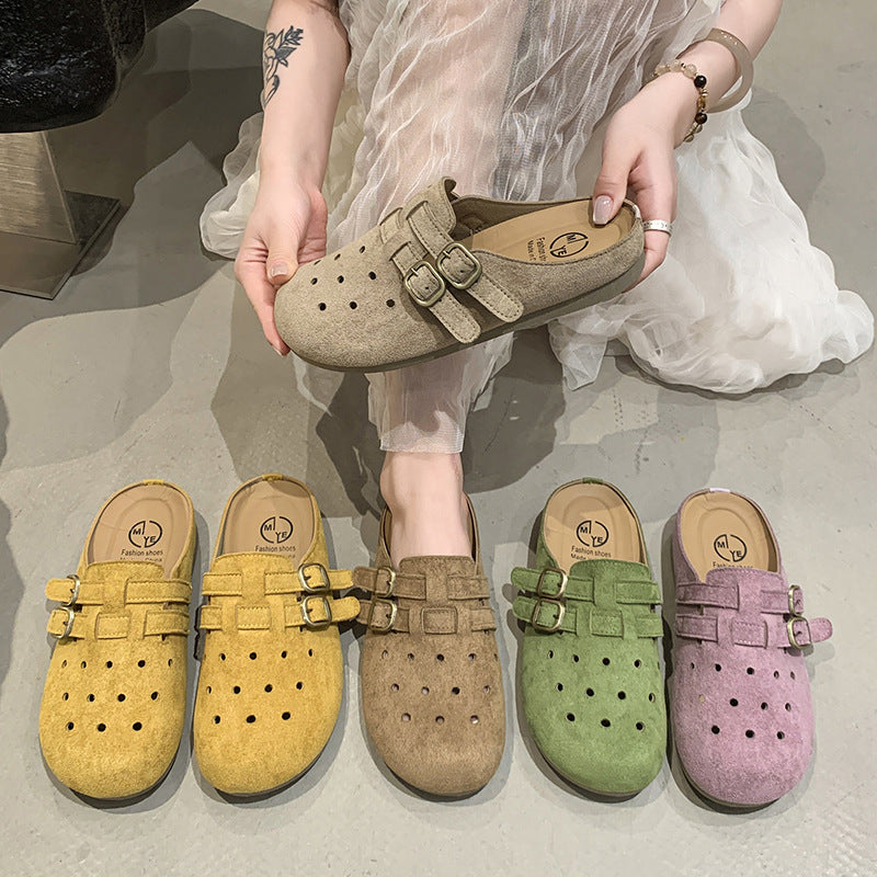 Damen bequeme Clogs mit doppeltem Schnallenverschluss EB
