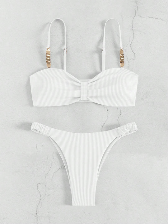Damen Bustier-Bikini mit elegantem Schleifen-Design und modischen Akzenten EB