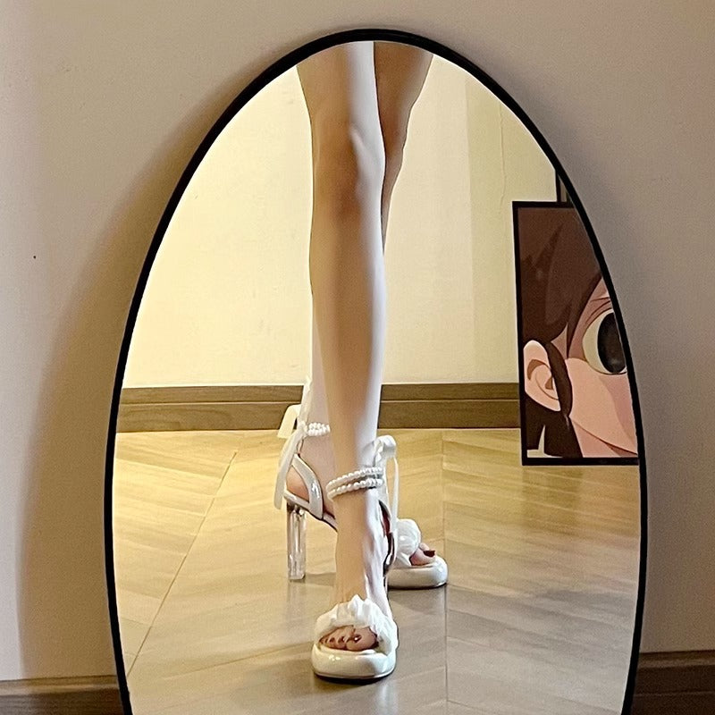 Damen transparente Sandaletten mit funkelndem Riemchen und raffiniertem Schleifendesign EB