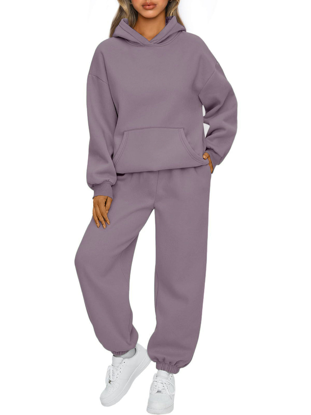 Damen nan kuscheliges oversized Hoodie und Jogginghose Lounge Set aus Baumwollmischung EB