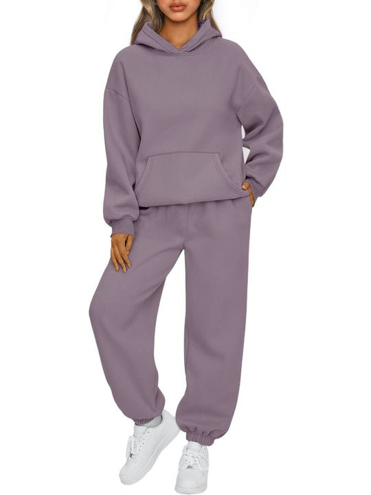 Damen nan kuscheliges oversized Hoodie und Jogginghose Lounge Set aus Baumwollmischung EB