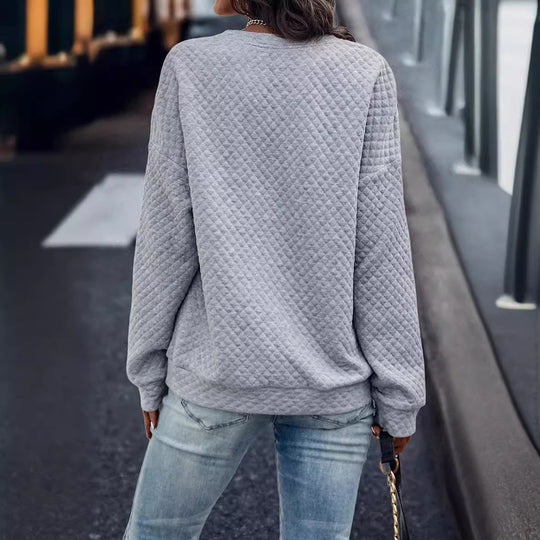 Damen lässiger Sweatpullover mit Tiermuster und Reißverschluss EB