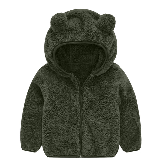 Damen Fleecejacke mit niedlichem Bärenohren-Design EB