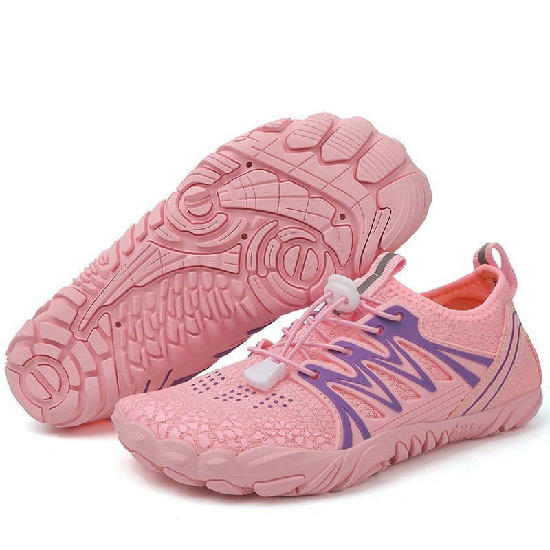 Damen leichte Wasserschuhe mit schnelltrocknendem Strickoberteil, elastischem Zugverschluss und rutschfester Profilsohle EB