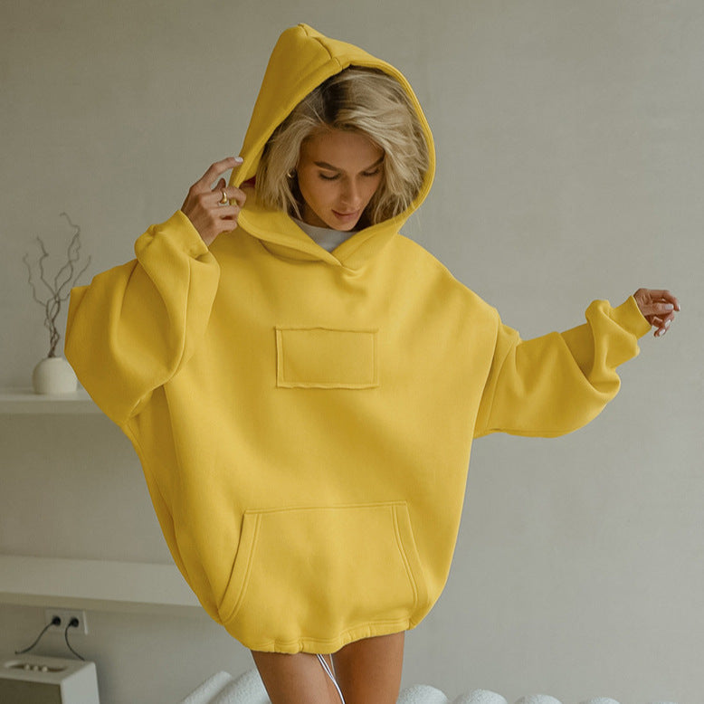 Damen Oversized Hoodie mit Kängurutasche und Kapuze EB