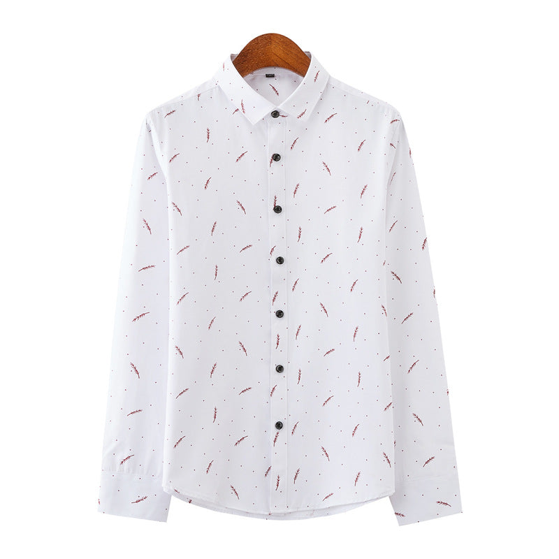 Herren nan Slim-Fit Business-Hemd mit feinem botanischem Print und Kentkragen EB