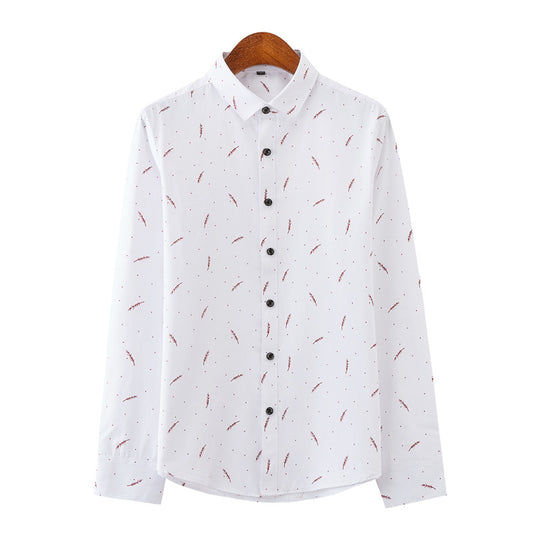 Herren nan Slim-Fit Business-Hemd mit feinem botanischem Print und Kentkragen EB