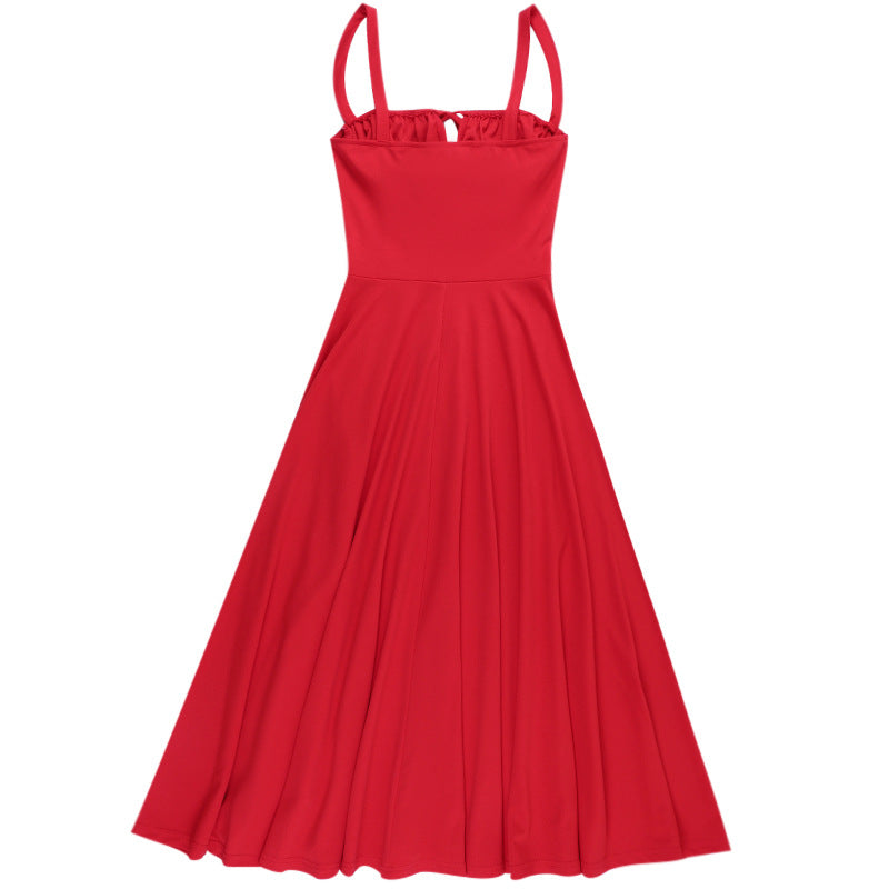 Damen Elegantes Maxikleid mit gerafftem Oberteil und ausgestelltem Rock EB