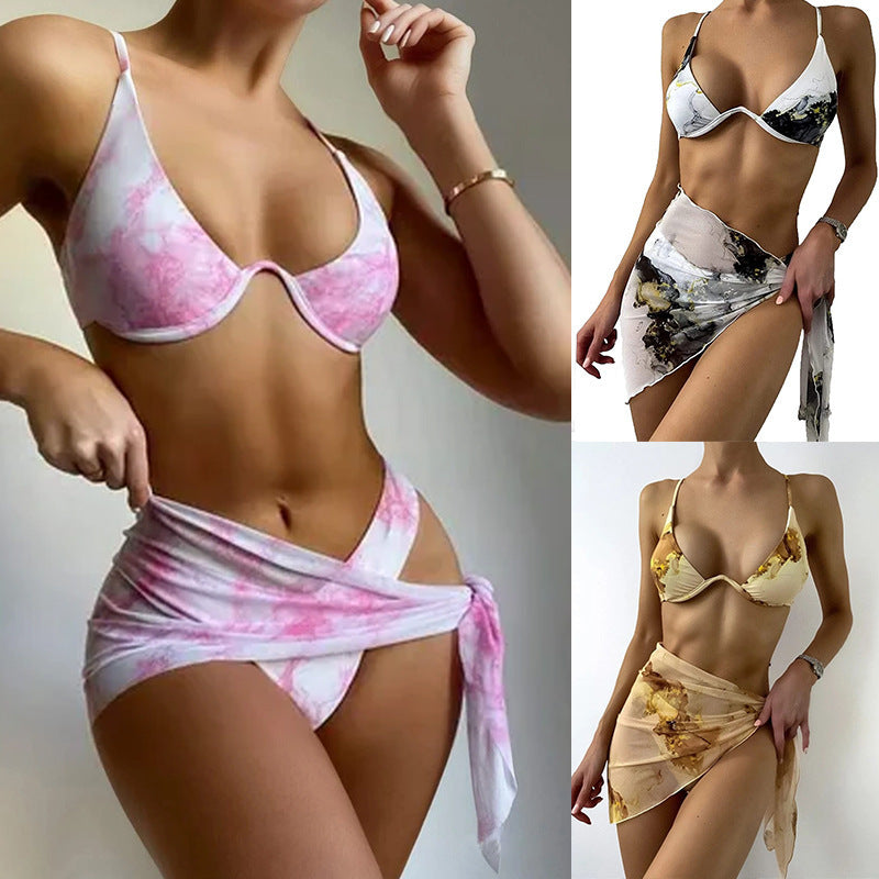 Damen Bikiniset mit edlem Marmor-Muster EB