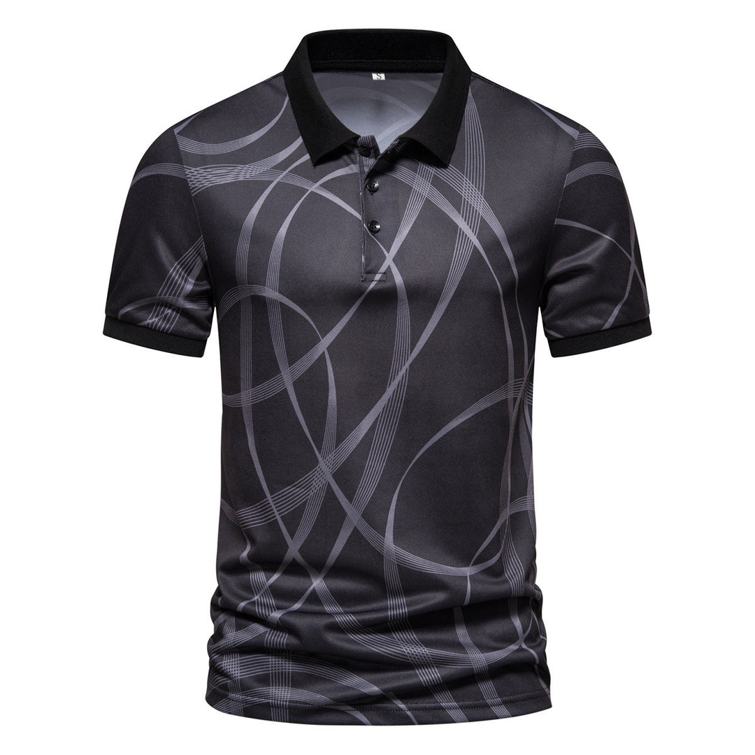 Herren Poloshirt mit modernem grafischen Muster und atmungsaktiven Eigenschaften EB