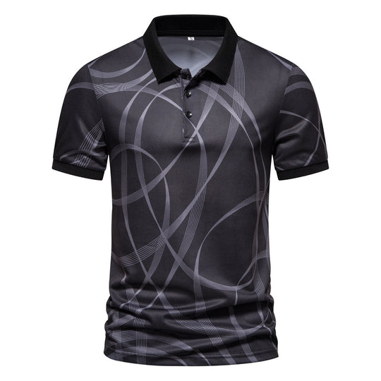 Herren Poloshirt mit modernem grafischen Muster und atmungsaktiven Eigenschaften EB