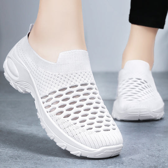 Damen Slip-On Sportschuhe mit atmungsaktivem Strickoberteil und flexibler Sohle EB