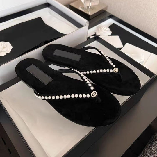 Damen Elegante und luxuriöse Perlensandalen EB