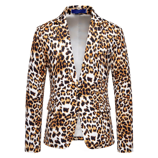 Herren modischer Anzugblazer mit auffälligem Leopardenmuster EB