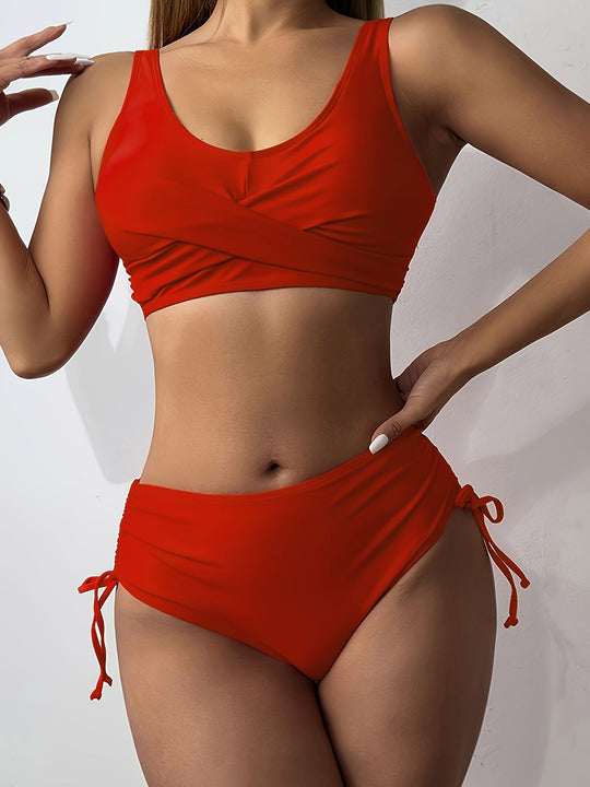 Damen Sportliches Bikini-Set mit Wickel-Design EB