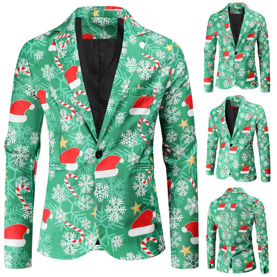 Herren Festlicher Blazer mit weihnachtlichem Motiv und modernem Schnitt EB