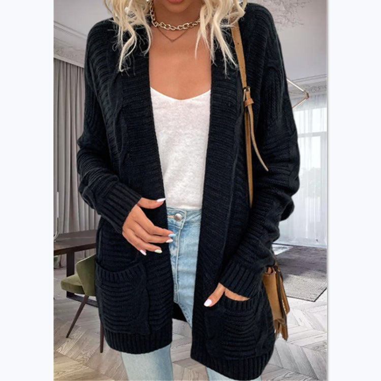 Damen Strickcardigan mit strukturiertem Design und großen Taschen EB