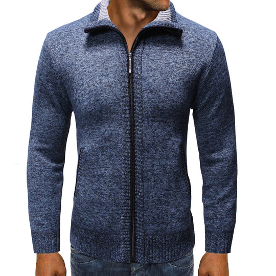 Herren Strickjacke mit Stehkragen und praktischen Taschen EB