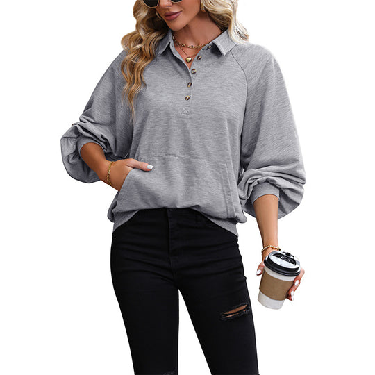 Damen Sportlicher Pullover mit modischen Knopfdetails und lässigem Schnitt EB