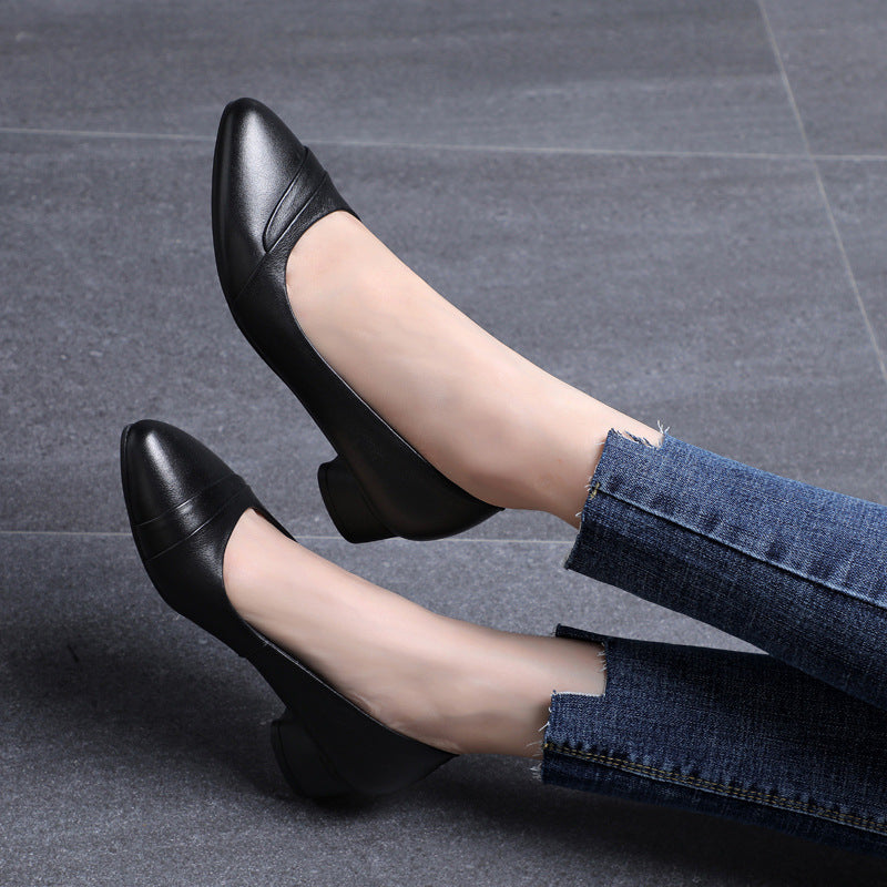 Damen Elegante und bequeme Pumps mit niedrigem Blockabsatz EB