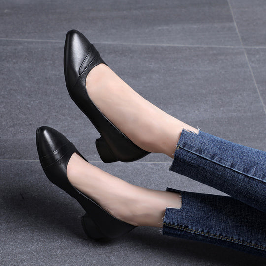 Damen Elegante und bequeme Pumps mit niedrigem Blockabsatz EB