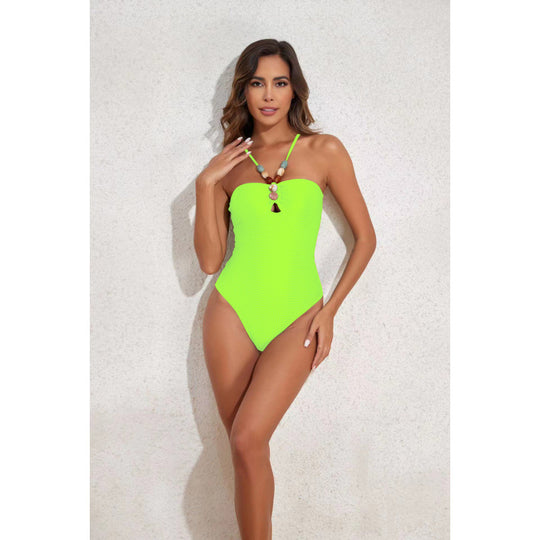 Damen Bandeau-Badeanzug mit asymmetrischem Rock EB