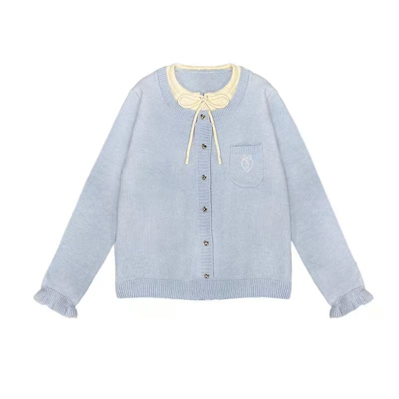 Damen Strickjacke mit dekorativen Knöpfen und hochwertiger Stickerei EB