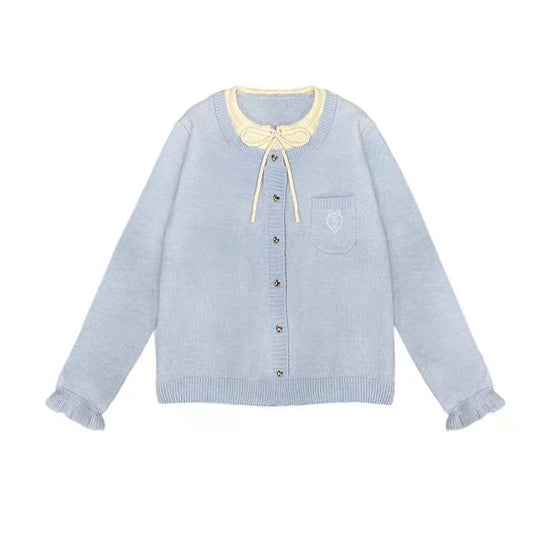 Damen Strickjacke mit dekorativen Knöpfen und hochwertiger Stickerei EB